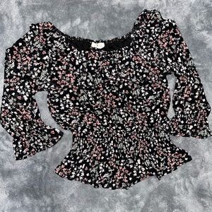 Floral Black and Pink Women's Top